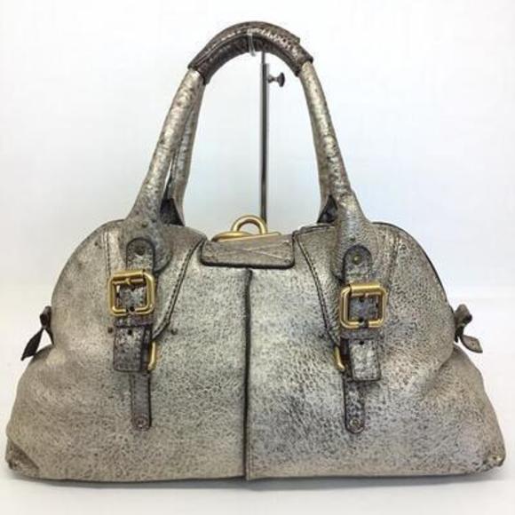 Chloe Paddington Medium Shoulder Bag Leather Silver Gold Brown - Picture 2 of 13